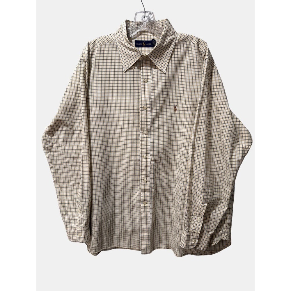 Ralph Lauren Mens Tattersall Check Cotton Button Down Shirt Preppy XL 17.5 34-35